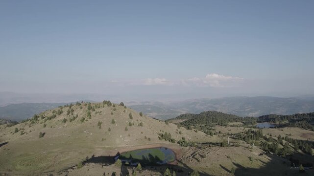 Aerial view of Valamara (Mali i Valamares; Valea Mari) is a mountain of the Central Mountain Range in Southeastern Albania - raw file