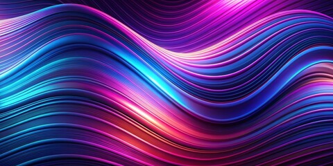 Obraz premium Abstract Swirling Lines of Blue and Purple, 3D Rendering, Curved Shapes, Digital Art, Neon, Colorful, Lines