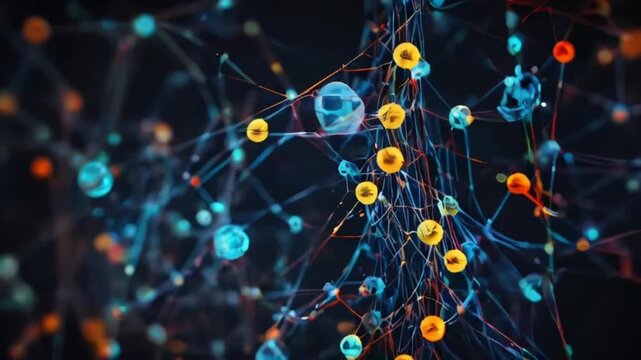 Loopable Illustrative 3D Animation of Neural Network. Concept: Chatbot, Artificial Intelligence, Deep Learning, Machine Learning and Large Language Model Visualization.