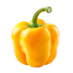 A vibrant yellow bell pepper isolated on a black background.