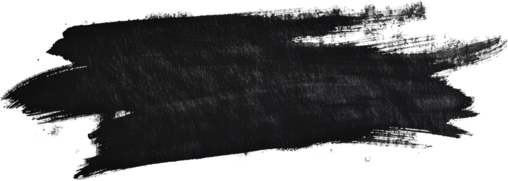Black grunge brush stroke texture. Isolated on transparent or white background.