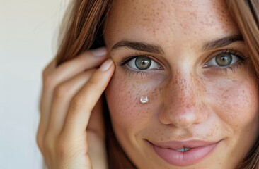 Woman Holding a Pill, Smiling