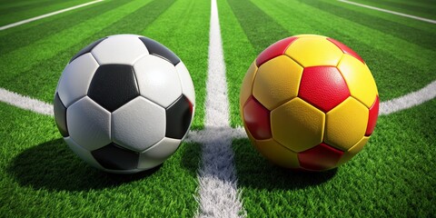 Obraz premium Soccer Ball Showdown Classic vs Spain, Football, Soccer, Match, Competition