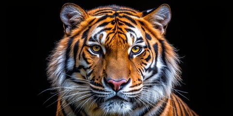 Naklejka premium Tiger Close-Up A Fierce Look into the Wild, Tiger , Portrait , Wildlife , Animal