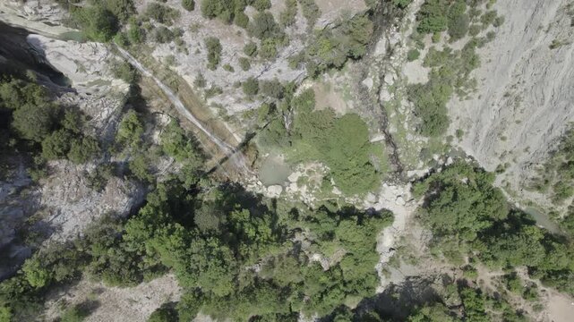 Aerial view of Sotira river with waterfall in Summer 2022 - raw file