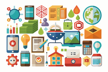 White Background Icons Vector Illustration Cartoons, Clipart, and Line Art Designs, White background icons vector illustrations including cartoons, clipart, and line art designs