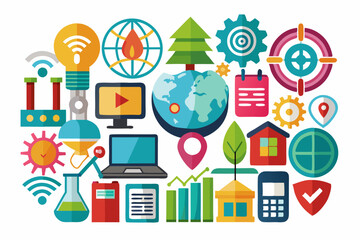 White Background Icons Vector Illustration Cartoons, Clipart, and Line Art Designs, White background icons vector illustrations including cartoons, clipart, and line art designs