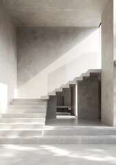 Obraz premium Concrete Staircase in Modern Architecture