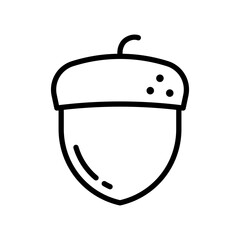 Black single acorn line icon, simple oak seed element outline flat design pictogram, infographic vector for app logo web button ui ux interface isolated on white background
