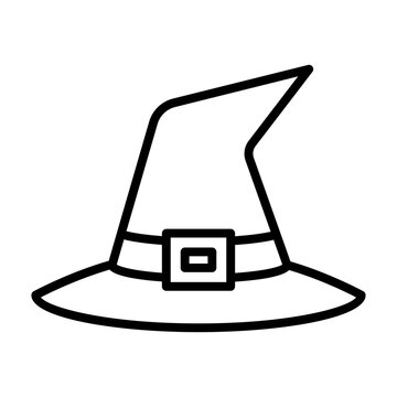 recommend clip art: Black single witch hat line icon, simple halloween dress element outline flat design pictogram, infographic vector for app logo web button ui ux interface isolated on white background