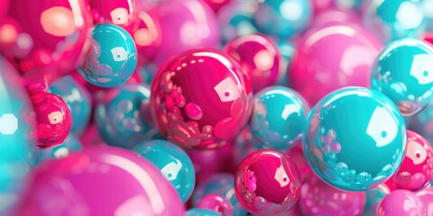 Pink and Blue Balls in Air