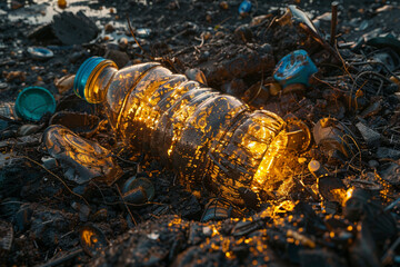 Obraz premium a piece of garbage that glows golden