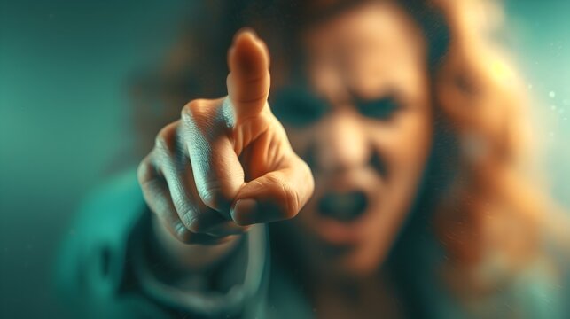 Her expression is intense and she appears to be yelling.