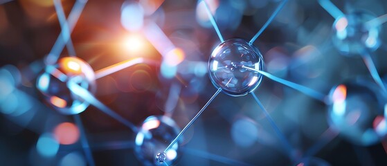 Abstract image of connected spheres, representing networks and connections.