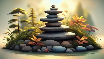 meditation stone pagoda and temple buddhism