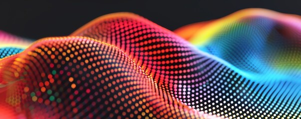 Abstract colorful wave pattern with dots.