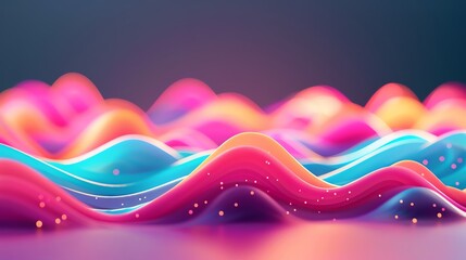 Abstract colorful wavy background with vibrant hues and glowing particles.