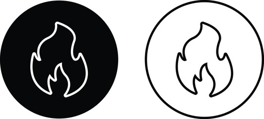 Fire icons set in flat and line style. fire warning sign isolated on transparent background. Flame Editable Stroke black collection vector. Campfire, Bonfire, Flame Sign, Front View for web and app.