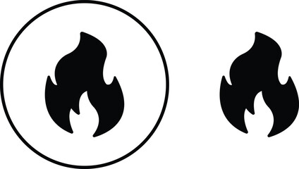 Obraz premium Fire icons set in flat and line style. fire warning sign isolated on transparent background. Flame Editable Stroke black collection vector. Campfire, Bonfire, Flame Sign, Front View for web and app.