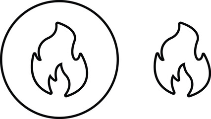 Fire icons set in flat and line style. fire warning sign isolated on transparent background. Flame Editable Stroke black collection vector. Campfire, Bonfire, Flame Sign, Front View for web and app.