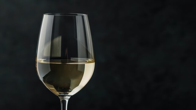 A crisp and refreshing white wine in a chilled glass, banner, with copy space