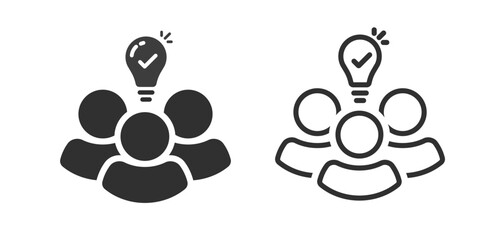 Team insight icon line outline thin stroke set, people leadership lightbulb simple pictogram graphic illustration, idea of expert community group, education brainstorm sign image clip art