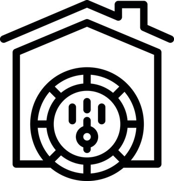 recommend clip art: Simple line art icon of a casino chip replacing a house symbolizing gambling addiction