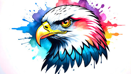 Obraz premium Abstract Colorful Eagle Illustration – Vibrant and Dynamic Artwork of a Majestic Bird Perfect for Background, Tattoo
