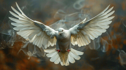 A symbolic representation of the dove of the Holy Spirit, often used in Christian iconography and religious imagery.