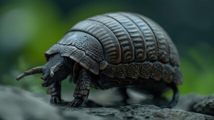 Fototapeta premium The armadillo is highlighted in an ultramodern, supernatural scene, featuring its armorlike shell in a unique setting with clear copy space