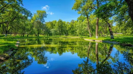 Park Pond with Trees