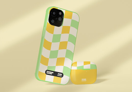 Smartphone and Earphone Cases Mockup