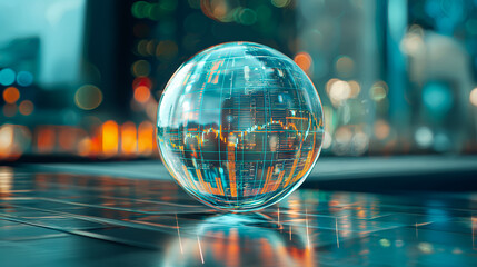 Futuristic Digital Interface, Abstract Background. Technology, Business, Finance, Science. High Tech Holographic Virtual Display, Intuitive User Experience, Data Analysis, Innovation, Work, Success