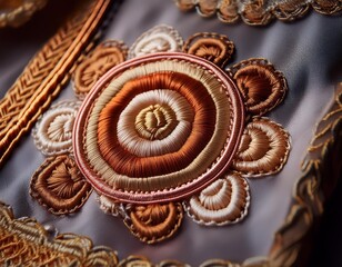 Naklejka premium Fine, intricate embroidery on fabric, showcasing detailed stitching and patterns