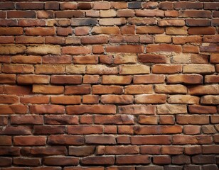 Rough, aged brick wall with weathered textures and natural imperfections.