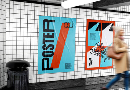  Glued Poster Mockup