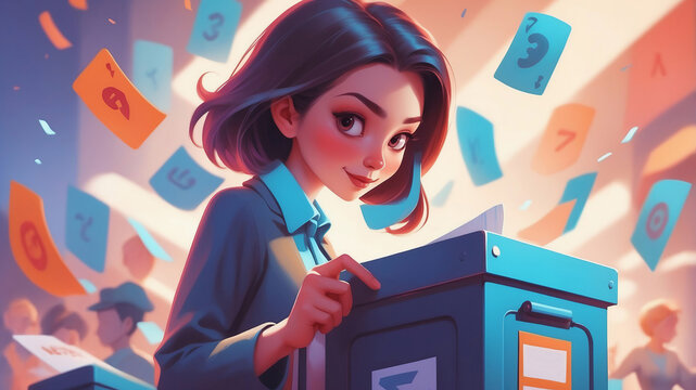 Anime style voting election concept.
