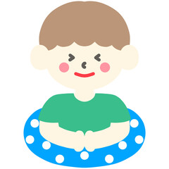 튜브 탄 남자 어린이 일러스트