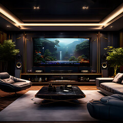 Fototapeta premium subwoofer home theatre system living room dark grey luxury theme