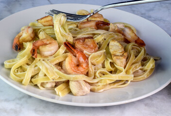 shrimp and chicken  fettuccine alfredo