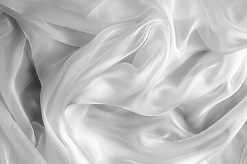 Fototapeta premium Abstract Background Of Smooth Elegant White Silk Or Satin Luxury Cloth, Wavy Drape, Flowing Fabric