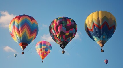 Fototapeta premium Colorful Hot Air Balloons Floating in the Blue Sky