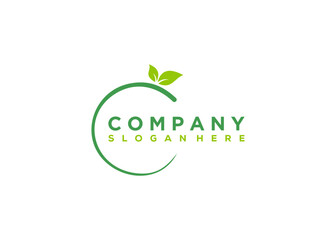 Circle leaf logo design vector template