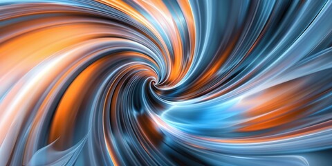 Obraz premium Dynamic abstract swirl featuring vibrant orange and blue colors, creating a visually captivating effect.