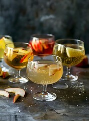 Sparkling Apple Cider Cocktail with Apple Slices