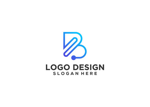 Letter b technology logo icon design template