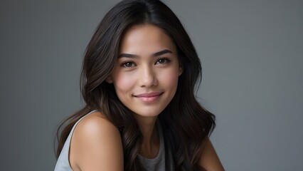 Fototapeta premium Beauty portrait of a model Japanese woman with beautiful white skin through skin care