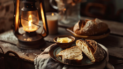 Rustic Iron Light Fixture Homemade Bread Butter Cozy Home Decor ,empty space