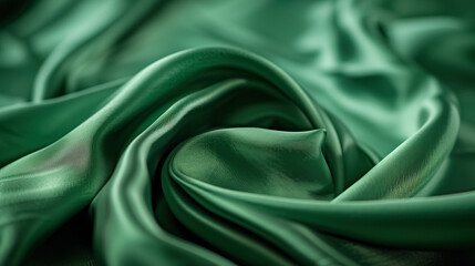 Fototapeta premium Rich, smooth texture of green silk fabric