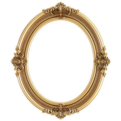 Vintage round antique gold frame mockup isolated on transparent or white background PNG